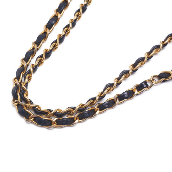 Chanel Border Stitch Round Flap Turn Lock Chain Lambskin Black - Picture 3 of 8